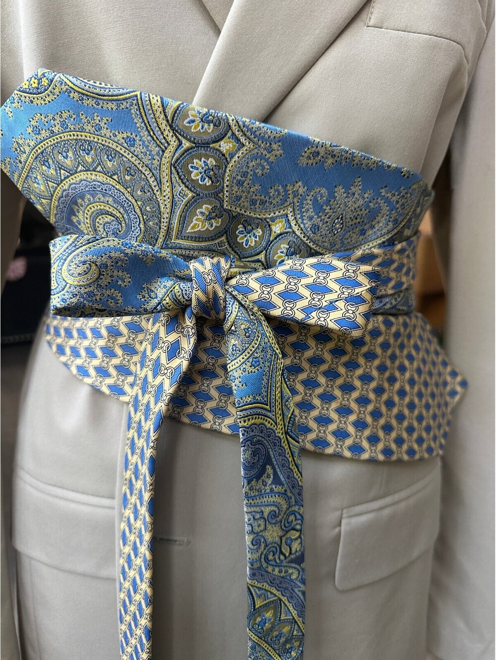 Upcycled Silk Necktie Obi Belt | Handmade Corset Style Belt | One of a Kind | OS